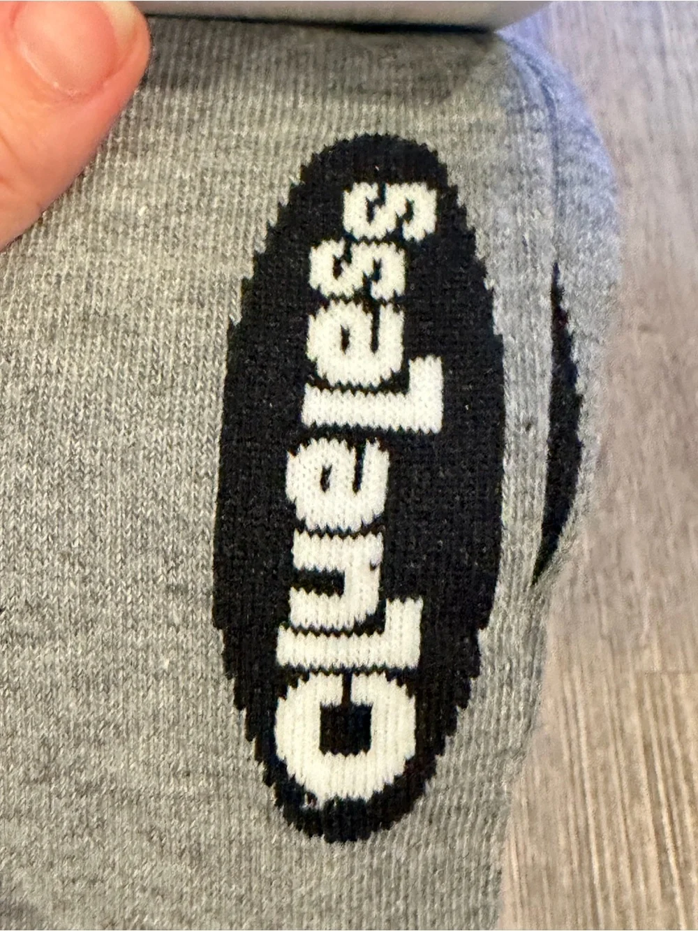 Clueless Character Graphic Gray Socks with Yellow & Teal